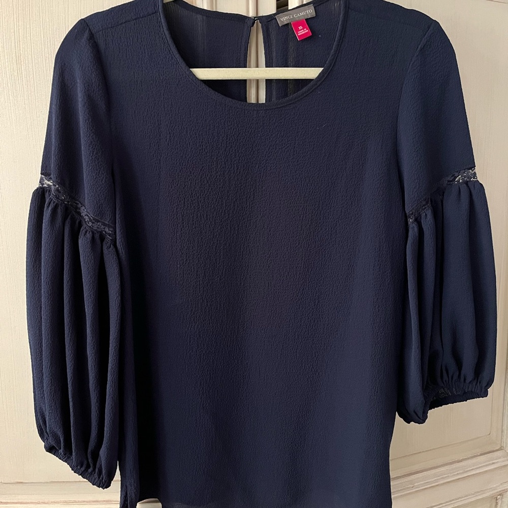 Vince Camaro Garden Romance blouse in classic navy